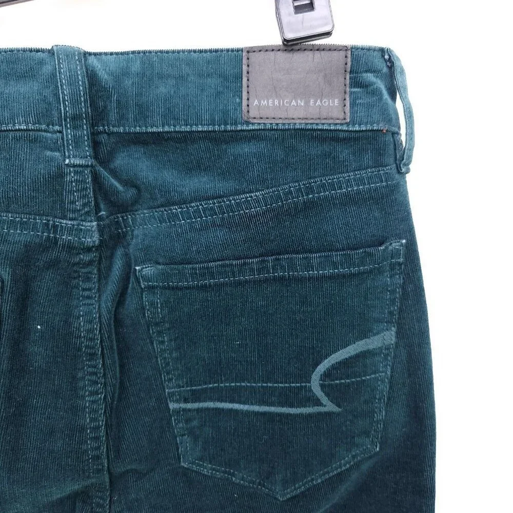 American Eagle Corduroy Pants Womens Size Slim 00 Long Emerald Green Pockets - Picture 14 of 15